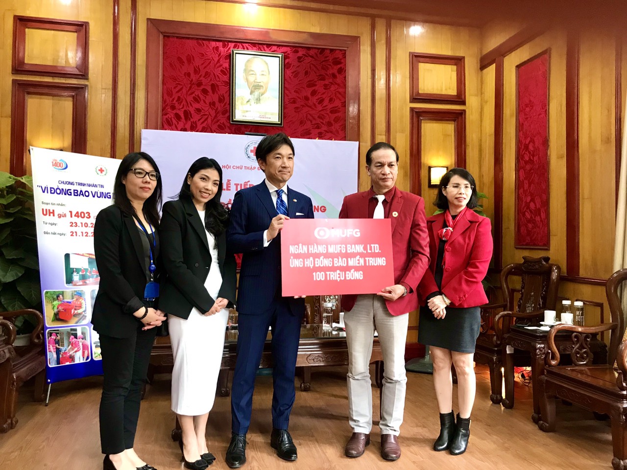 Trung ương Hội Chữ thập đỏ Việt Nam: Tiếp nhận 100 triệu đồng từ Ngân hàng MUFG